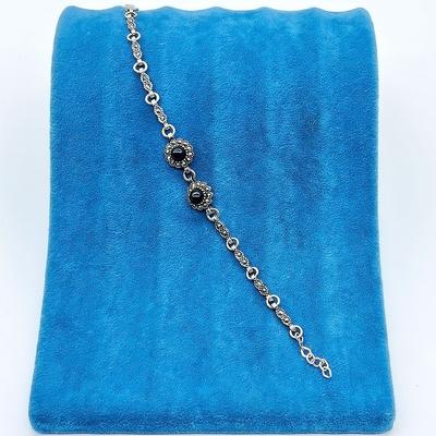 Zirkon Oltu Taşı İşçilikli 925 Ayar Gümüş Bileklik