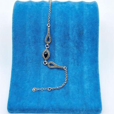 Zirkon Oltu Taşı İşçilikli 925 Ayar Gümüş Bileklik