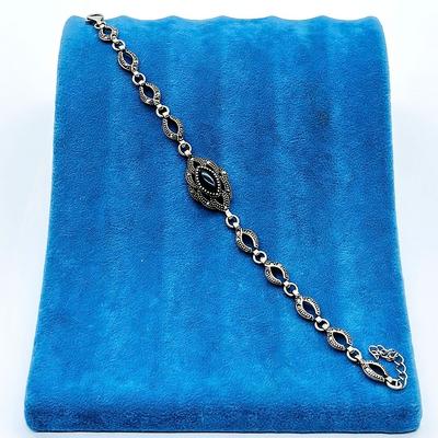 Zirkon Oltu Taşı İşçilikli 925 Ayar Gümüş Bileklik