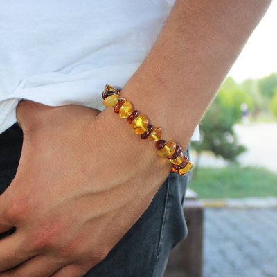 Yetişkin Büyük Taneli Orijinal Damla Kehribar Bileklik